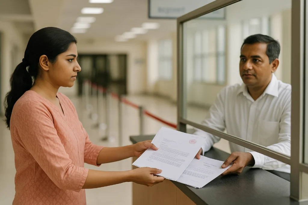 High Court Guidelines to run Your Case: Indian applicant submitting papers at counter