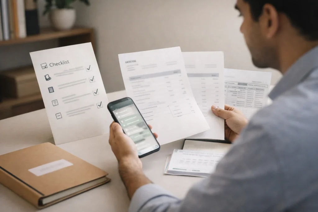 Money recovery notice evidence checklist with invoices, WhatsApp proof and bank statement