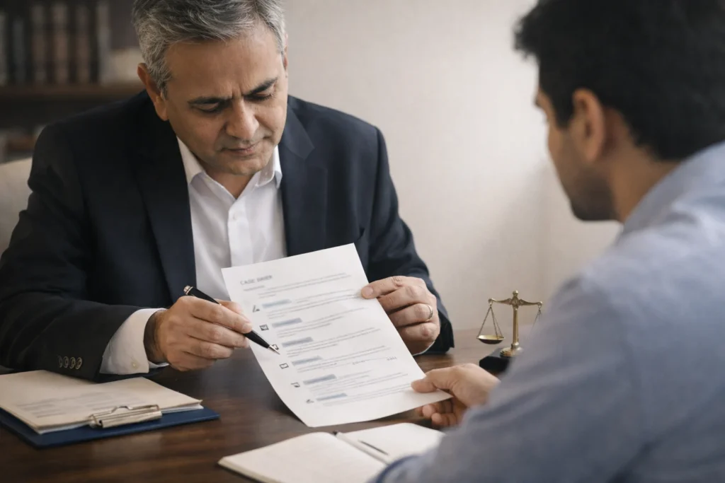 Legal notice format for recovery of money prepared using a case brief in an Indian office